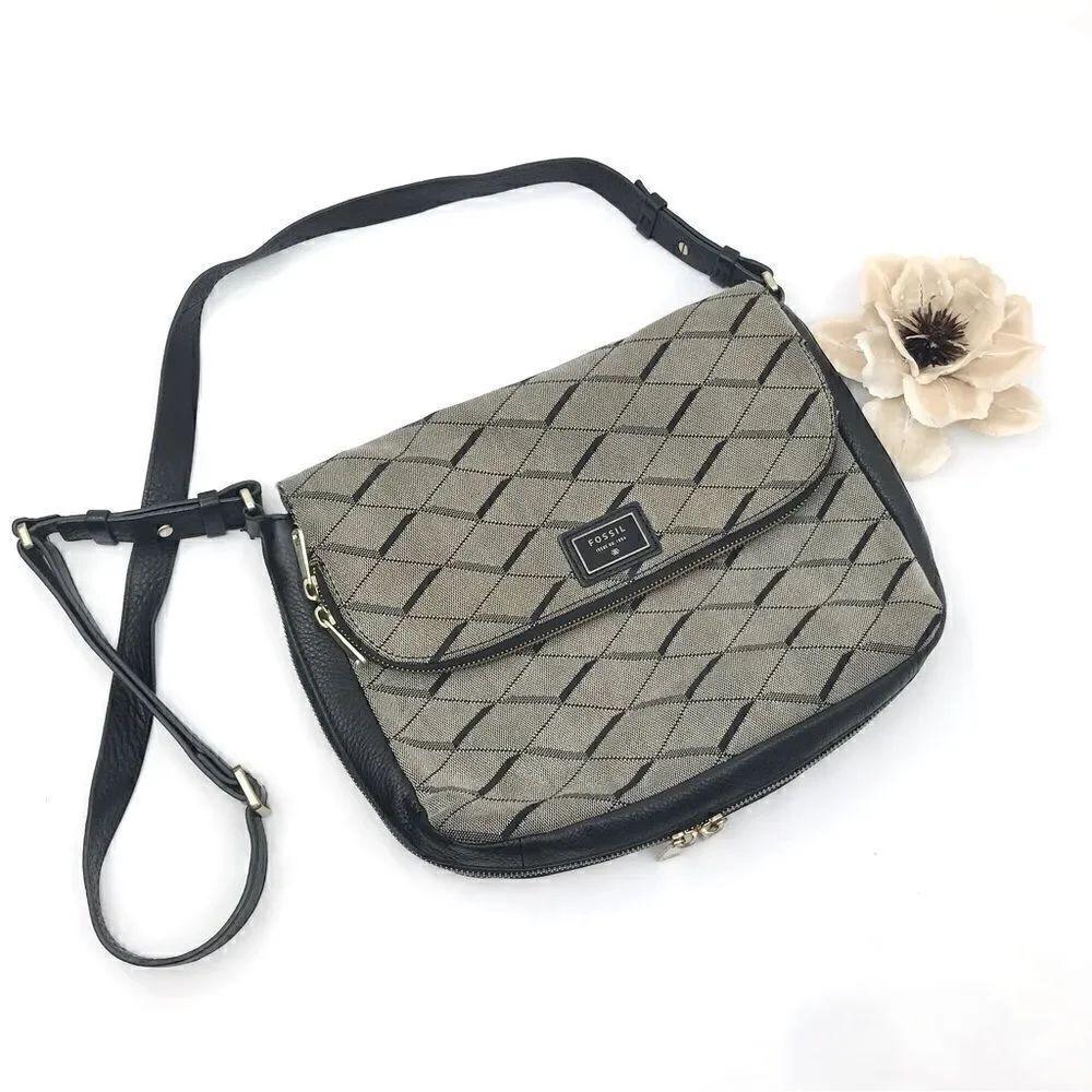 Fossil PRESTON Argyle Diamond Jacquard Shoulder Crossbody Bag